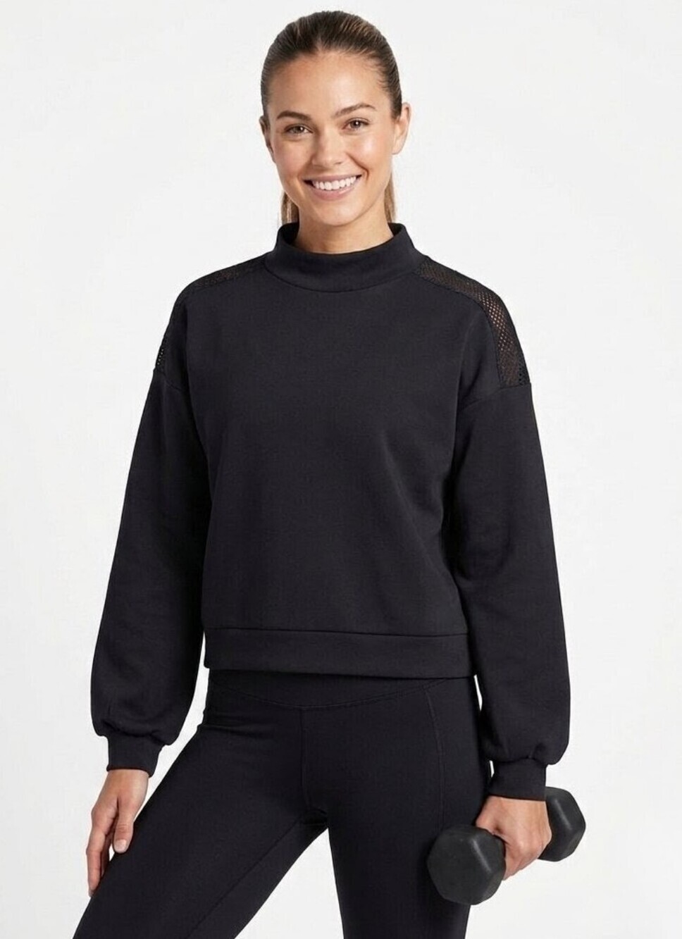 Calia by Carrie Underwood Black Mesh Panel Sweatshirt Size Small
